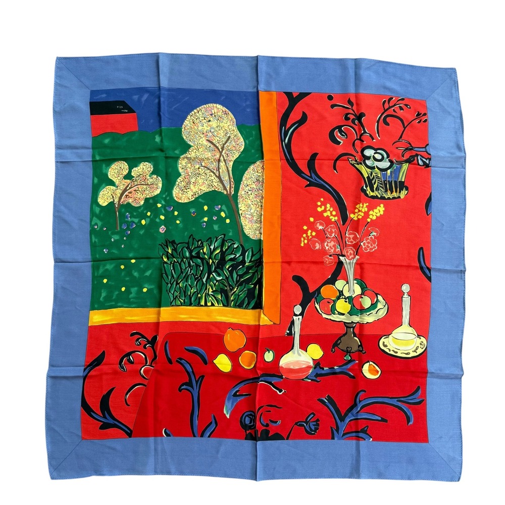 The Metropolitan Museum of Art Matisse Harmony in Red Silk Scarf Blue Border